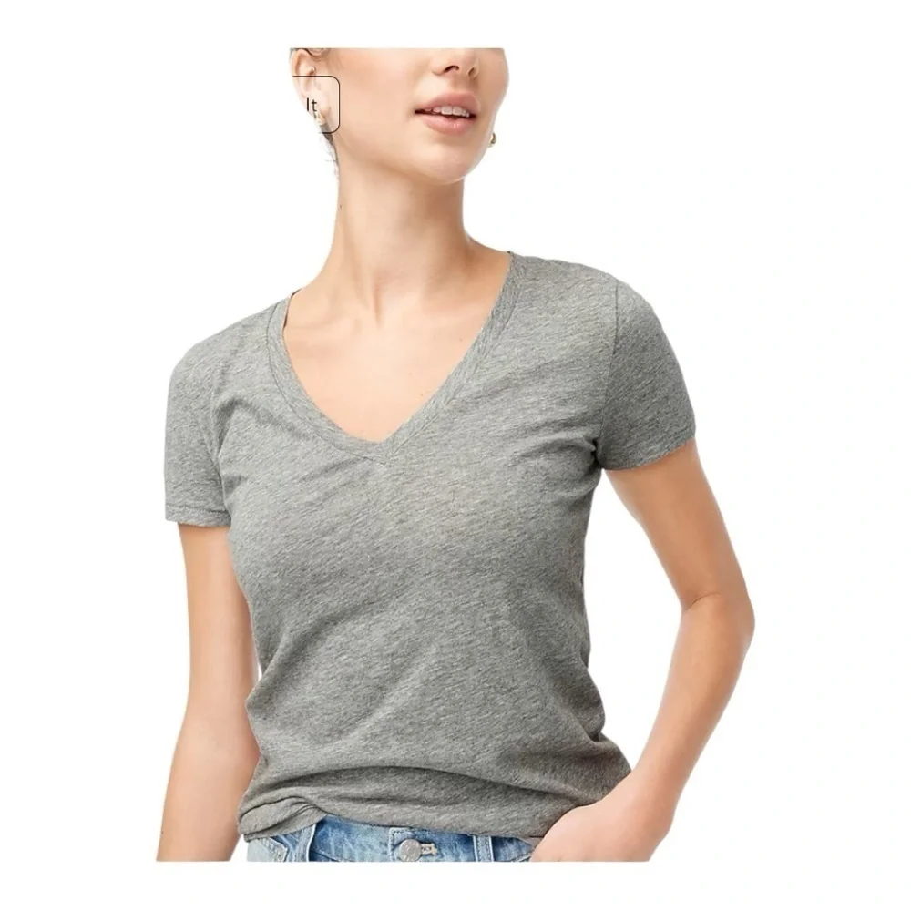 J. CREW-GRAY V NECK TEE-SIZE XXS